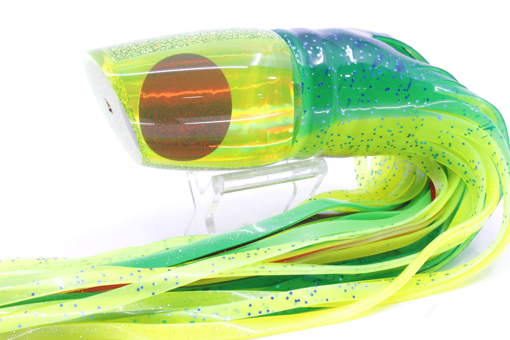 Koya Lures Chartreuse Rainbow Red Eyes Large 861 14" 12oz Skirted Mahi