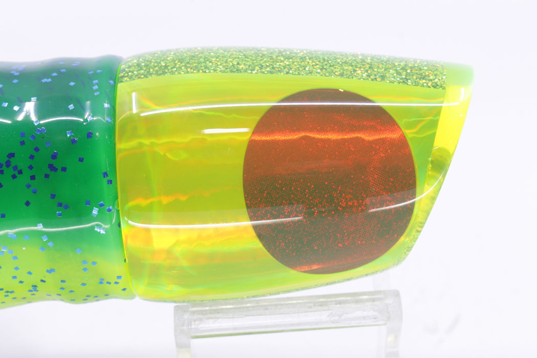 Koya Lures Chartreuse Rainbow Red Eyes Large 861 14" 12oz Skirted Mahi