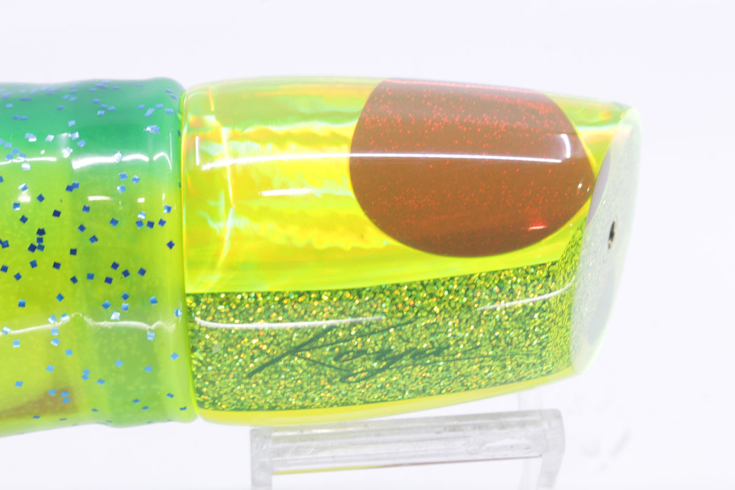 Koya Lures Chartreuse Rainbow Red Eyes Large 861 14" 12oz Skirted Mahi