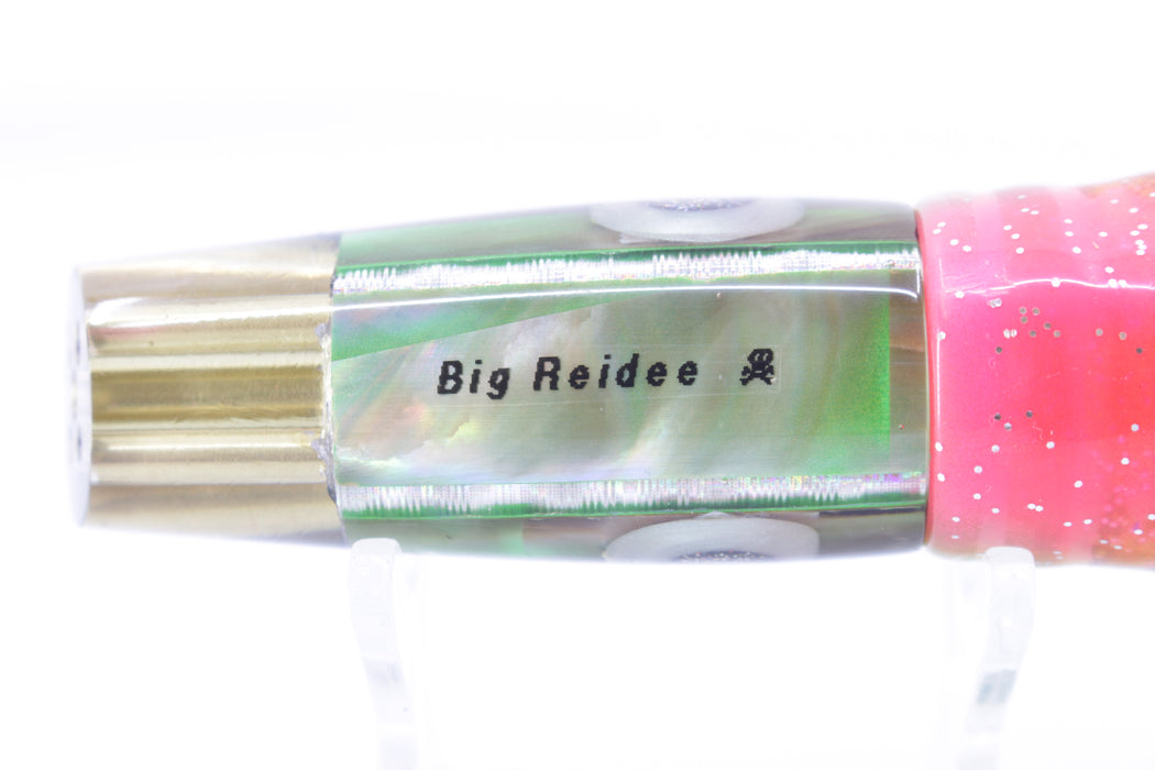 Big Reidee Lures Green Abalone Green Glitter Bomb Back 4-Hole Cut Face 9" 6oz Skirted