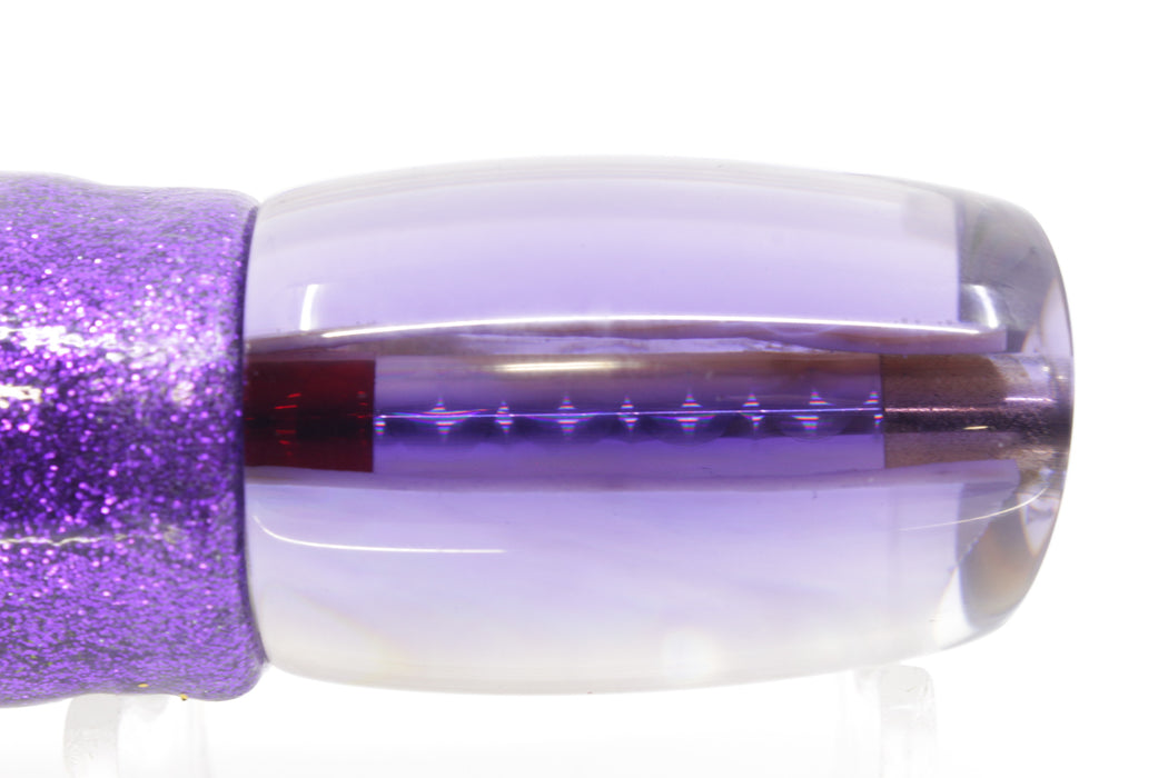 Crampton Baits Real White MOP Purple Back Small DT 9" 4oz Skirted Purple-Silver/Rainbow