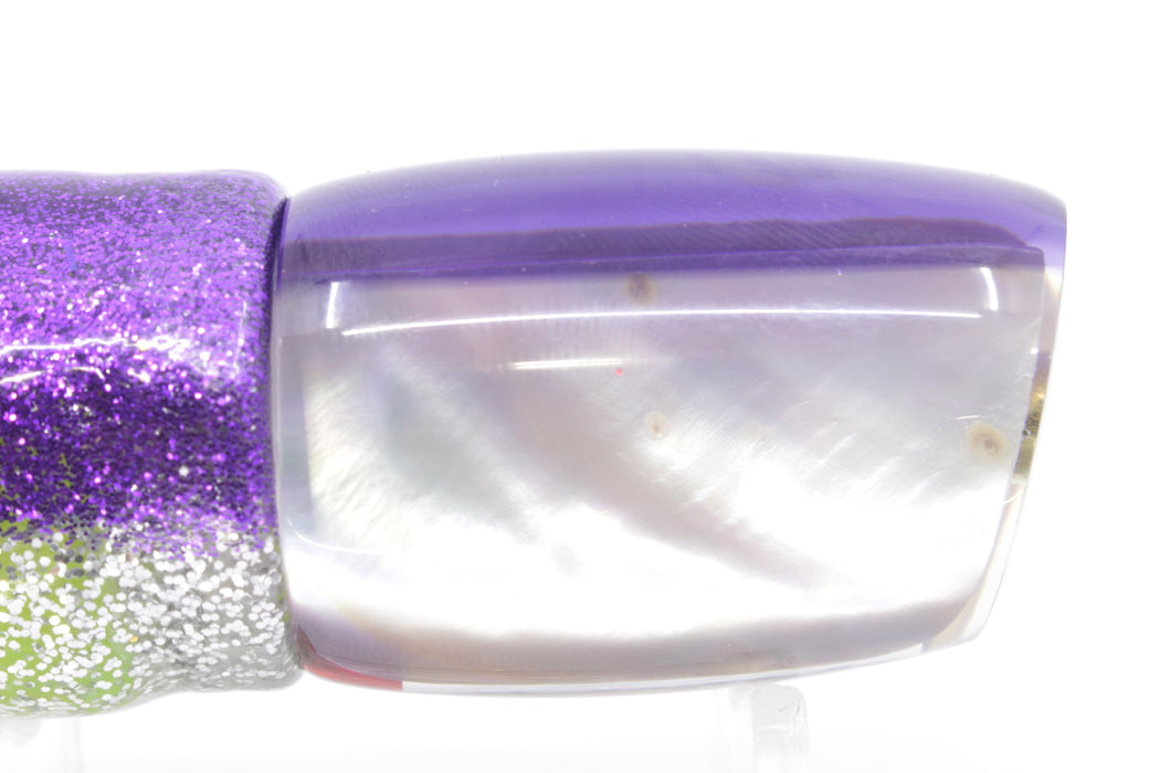 Crampton Baits Real White MOP Purple Back Small DT 9" 4oz Skirted Purple-Silver/Rainbow