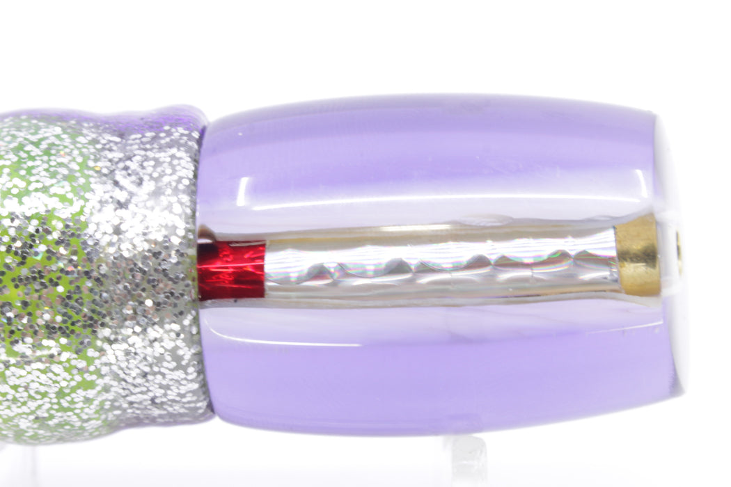 Crampton Baits Real White MOP Purple Back Small DT 9" 4oz Skirted Purple-Silver/Rainbow