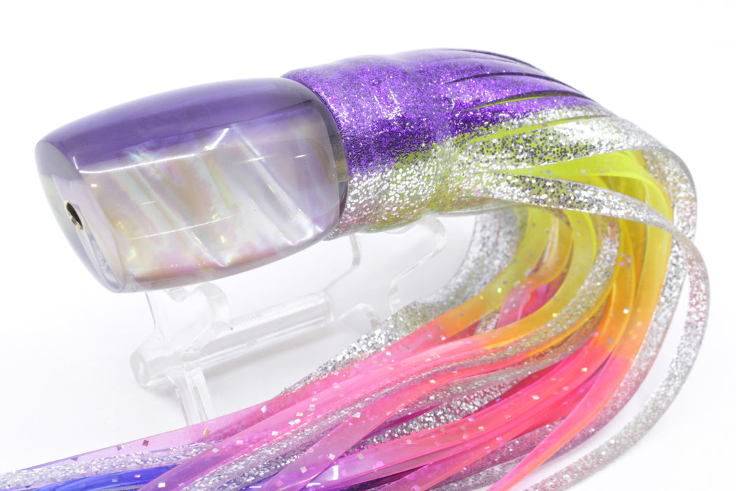 Crampton Baits Real White MOP Purple Back Small DT 9" 4oz Skirted Purple-Silver/Rainbow