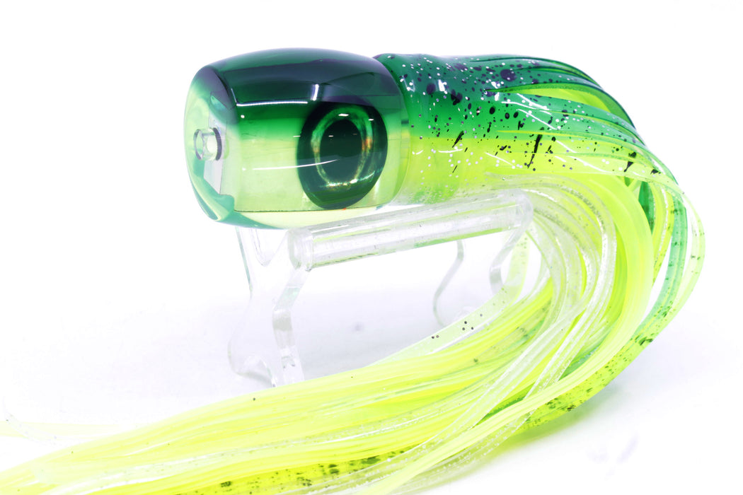 Moyes Lures Chartreuse MOP Green Back Taxi Eyes Large Tang 9" 3oz Skirted Mahi