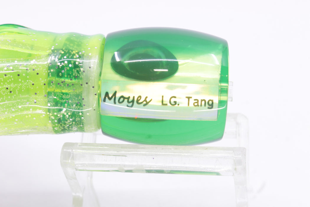 Moyes Lures Chartreuse MOP Green Back Taxi Eyes Large Tang 9" 3oz Skirted Mahi