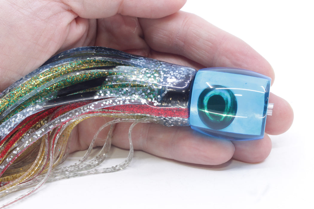 Moyes Lures Ice Blue MOP Taxi Eyes Large Tang 9" 3oz Skirted Evil