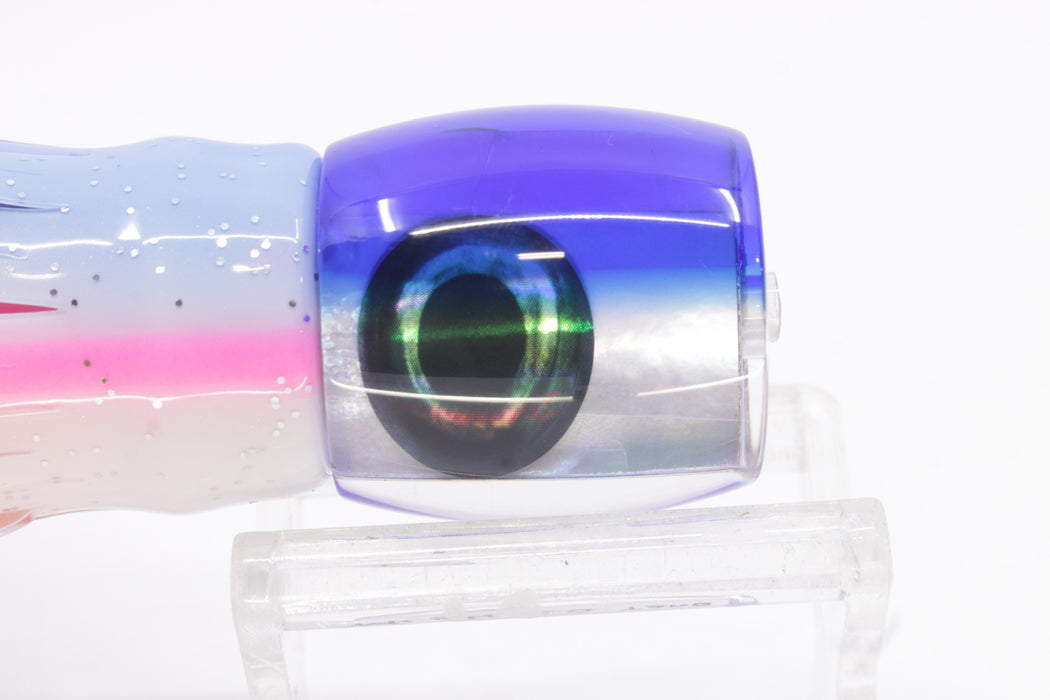 Moyes Lures White MOP Blue Back Taxi Eyes Large Tang 9" 3oz Skirted Salmon