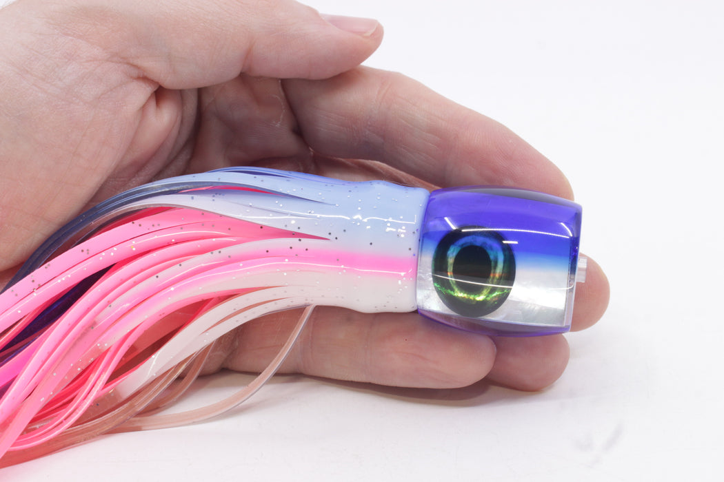 Moyes Lures White MOP Blue Back Taxi Eyes Large Tang 9" 3oz Skirted Salmon