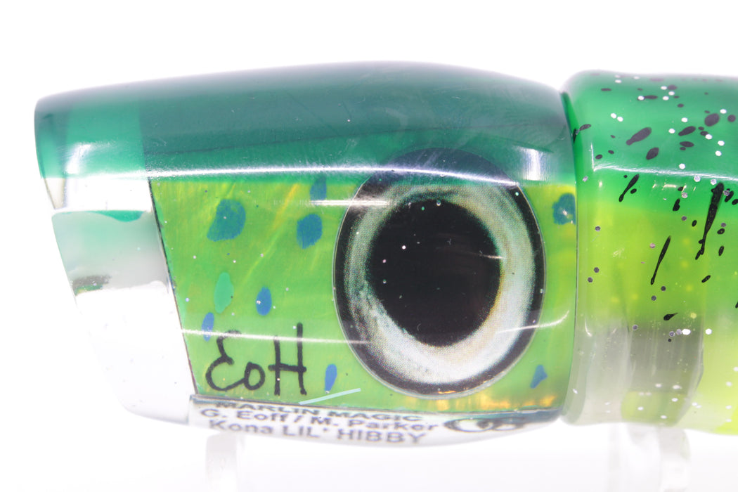 Marlin Magic Mahi MOP Green Back Taxi Eyes Lil Hibby 10" 7.2oz Skirted Mahi Pre-Rigged