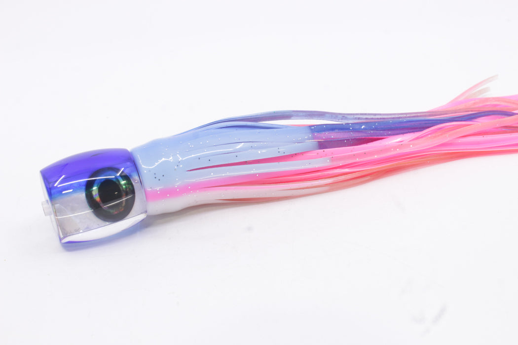 Moyes Lures White MOP Blue Back Taxi Eyes Large Tang 9" 3oz Skirted Salmon