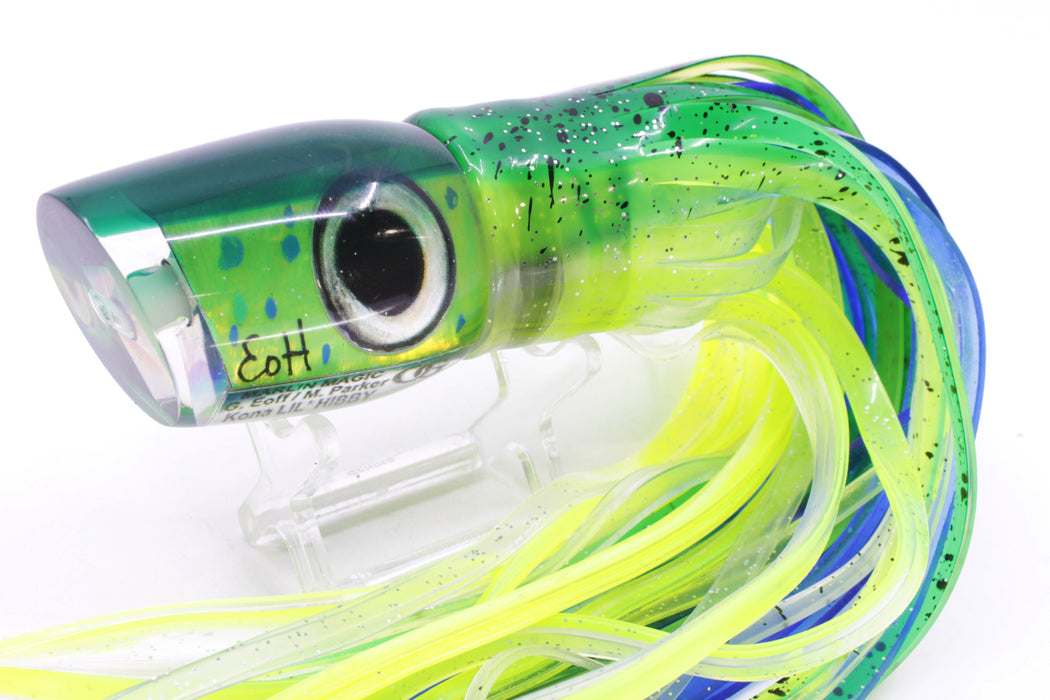 Marlin Magic Mahi MOP Green Back Taxi Eyes Lil Hibby 10" 7.2oz Skirted Mahi Pre-Rigged