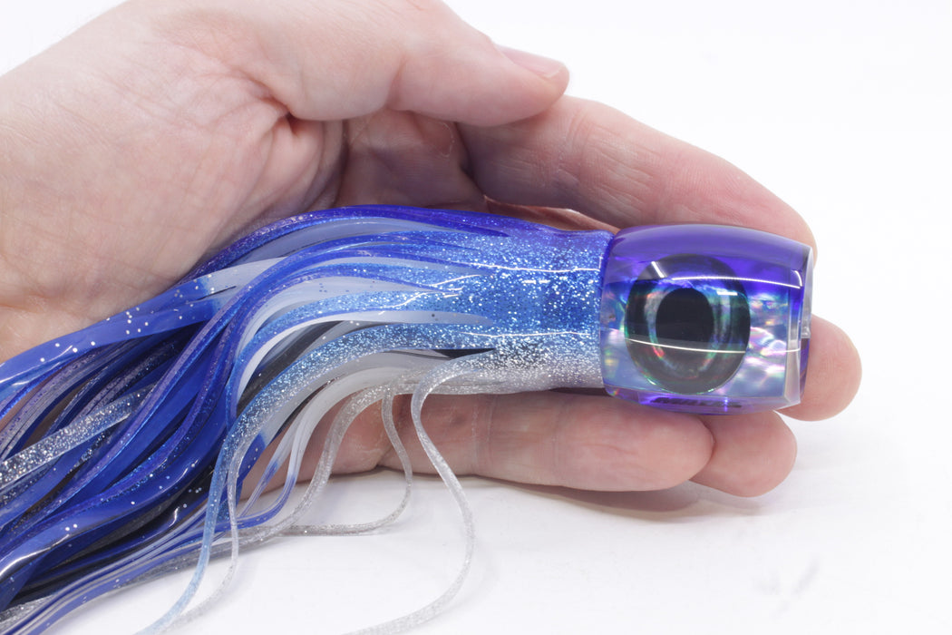 Moyes Lures Rainbow MOP Blue Back Taxi Eyes Large Tang 9" 3oz Skirted Blue-Silver