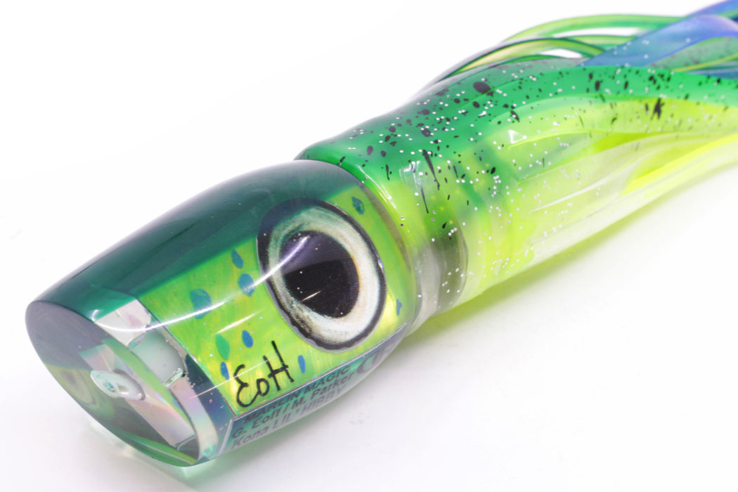 Marlin Magic Mahi MOP Green Back Taxi Eyes Lil Hibby 10" 7.2oz Skirted Mahi Pre-Rigged