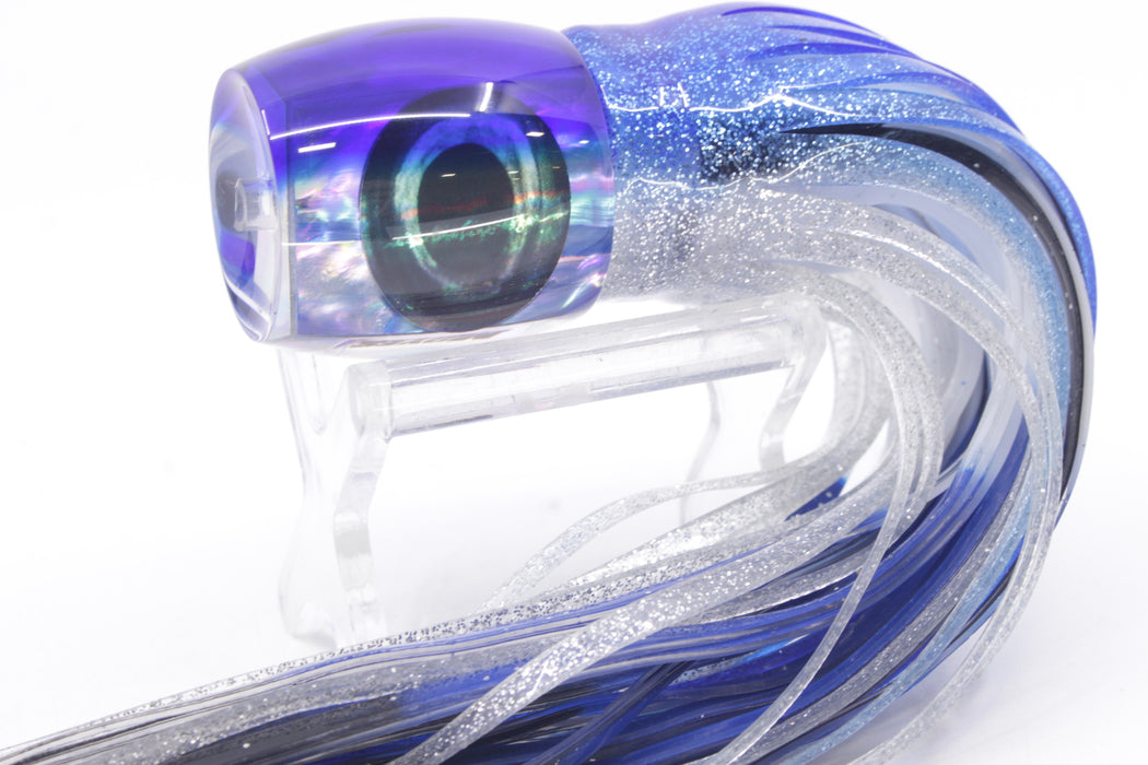 Moyes Lures Rainbow MOP Blue Back Taxi Eyes Large Tang 9" 3oz Skirted Blue-Silver