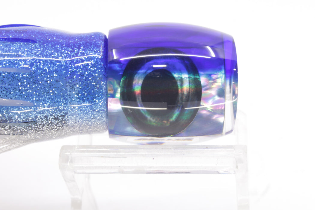 Moyes Lures Rainbow MOP Blue Back Taxi Eyes Large Tang 9" 3oz Skirted Blue-Silver