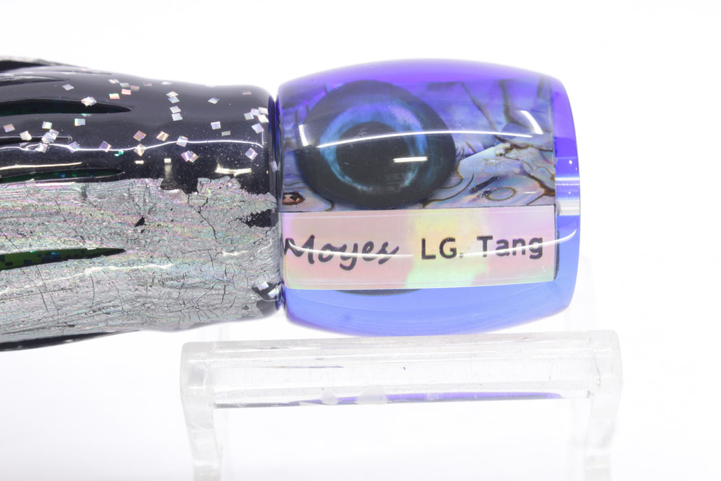 Moyes Lures Paua Shell Blue Back Taxi Eyes Large Tang 9" 3oz Skirted Black Aurora/Mahi