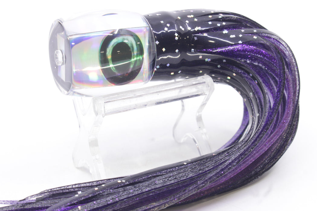 Moyes Lures Silver Rainbow Taxi Eyes Large Tang 9" 3oz Skirted Black/Purple