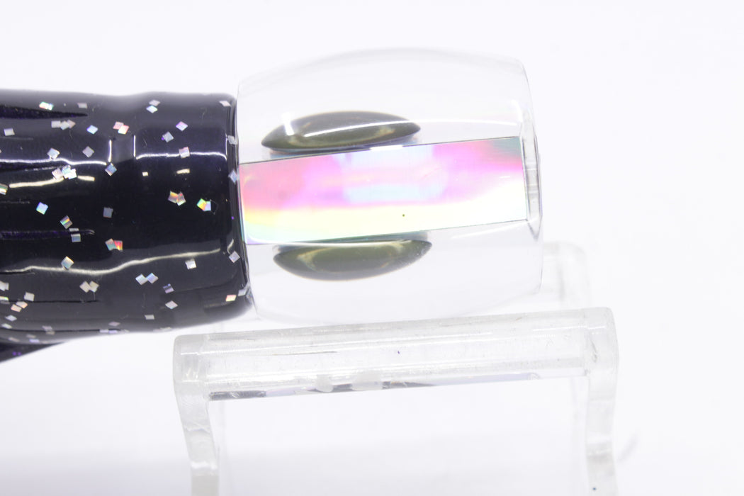 Moyes Lures Silver Rainbow Taxi Eyes Large Tang 9" 3oz Skirted Black/Purple