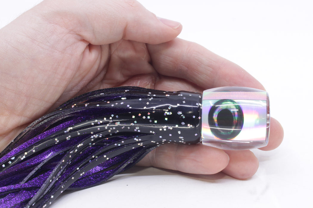Moyes Lures Silver Rainbow Taxi Eyes Large Tang 9" 3oz Skirted Black/Purple