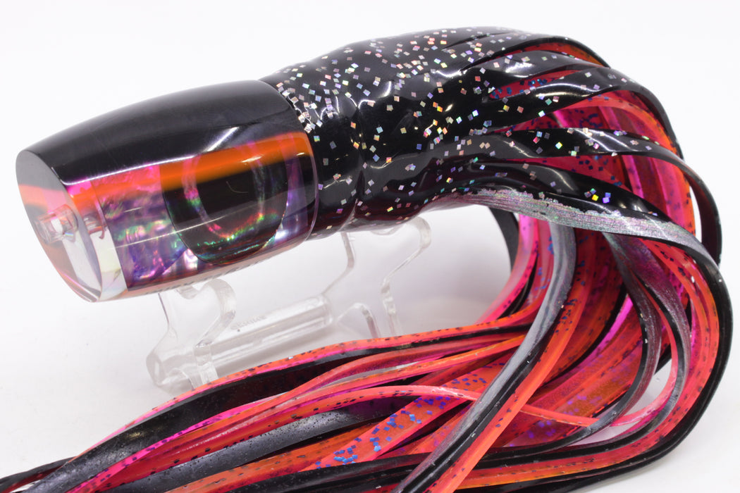 Moyes Lures Rainbow MOP Black-Pink Back Taxi Eyes Kaiwi 10" 4.5oz Skirted Black/Pink