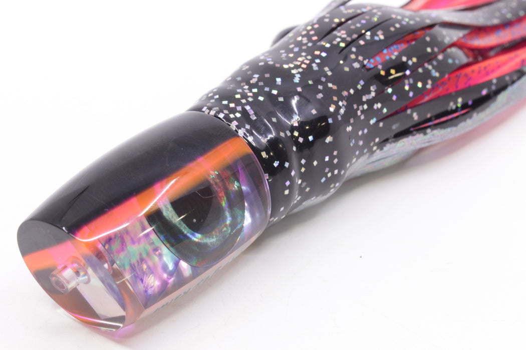 Moyes Lures Rainbow MOP Black-Pink Back Taxi Eyes Kaiwi 10" 4.5oz Skirted Black/Pink