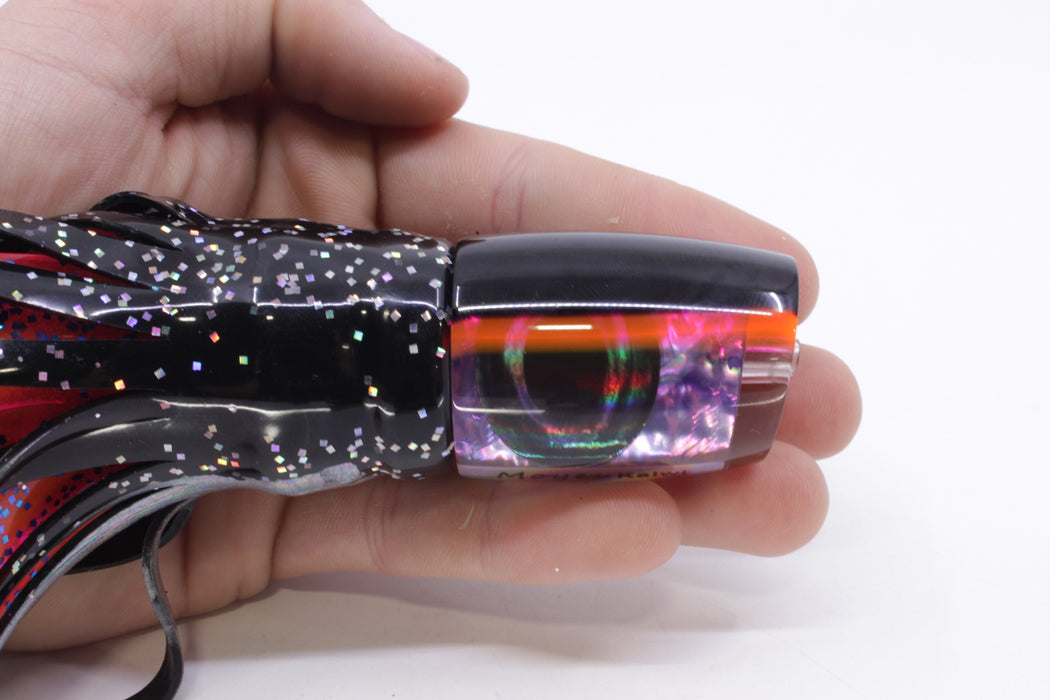 Moyes Lures Rainbow MOP Black-Pink Back Taxi Eyes Kaiwi 10" 4.5oz Skirted Black/Pink