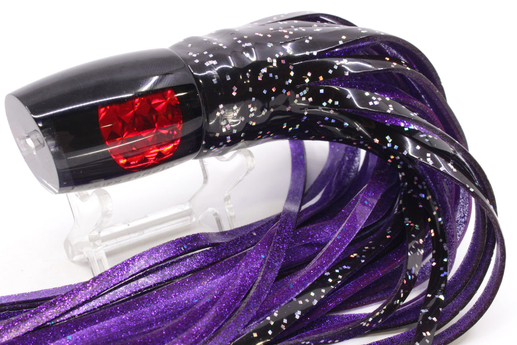 Moyes Lures Black Pearl Black Back Red Eyes Kaiwi 10" 4.5oz Skirted Black/Purple