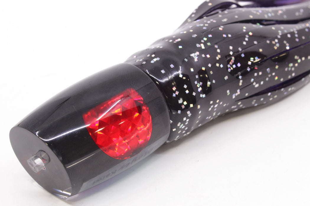 Moyes Lures Black Pearl Black Back Red Eyes Kaiwi 10" 4.5oz Skirted Black/Purple