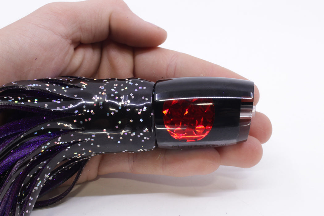 Moyes Lures Black Pearl Black Back Red Eyes Kaiwi 10" 4.5oz Skirted Black/Purple