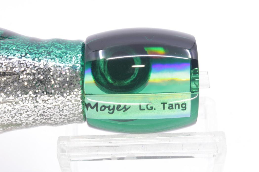 Moyes Lures Green Rainbow Black Back Taxi Eyes Large Tang 9" 3oz Skirted Green Aurora