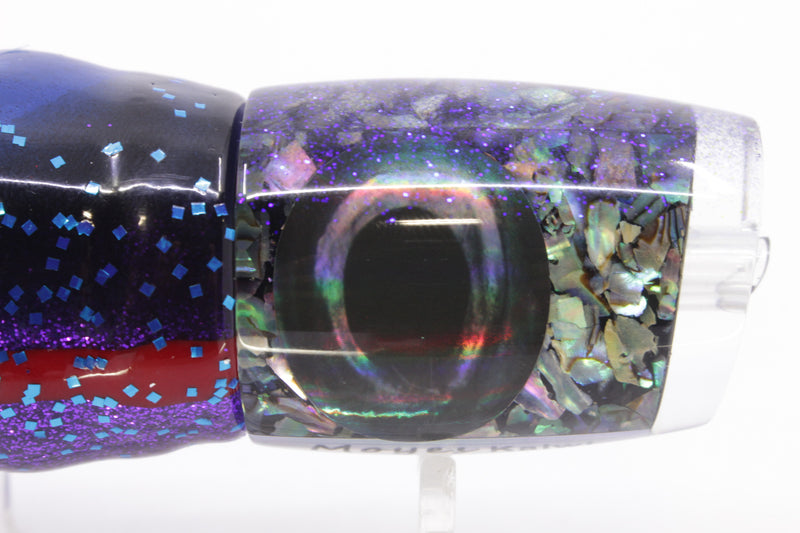 Moyes Lures S&P Blue Glitter Back Taxi Eyes Kaiwi 10" 4.5oz Skirted Blue & Black Bars-Purple
