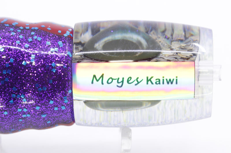 Moyes Lures S&P Blue Glitter Back Taxi Eyes Kaiwi 10" 4.5oz Skirted Blue & Black Bars-Purple