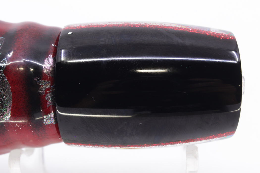 Moyes Lures Rainbow MOP Black-Red Back Taxi Eyes Kaiwi 10" 4.5oz Skirted Red Aurora