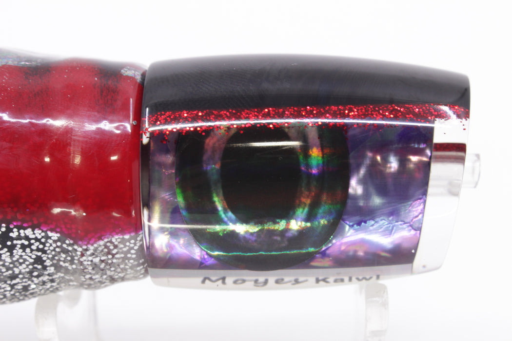 Moyes Lures Rainbow MOP Black-Red Back Taxi Eyes Kaiwi 10" 4.5oz Skirted Red Aurora
