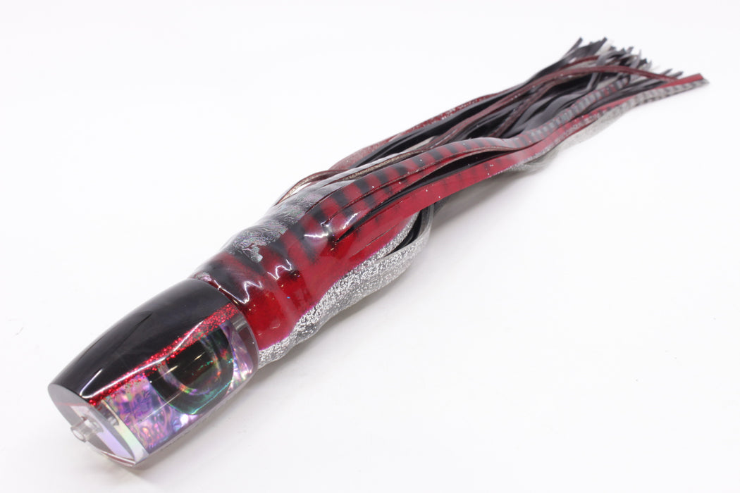 Moyes Lures Rainbow MOP Black-Red Back Taxi Eyes Kaiwi 10" 4.5oz Skirted Red Aurora