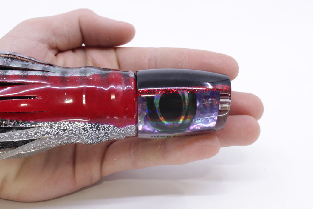 Moyes Lures Rainbow MOP Black-Red Back Taxi Eyes Kaiwi 10" 4.5oz Skirted Red Aurora