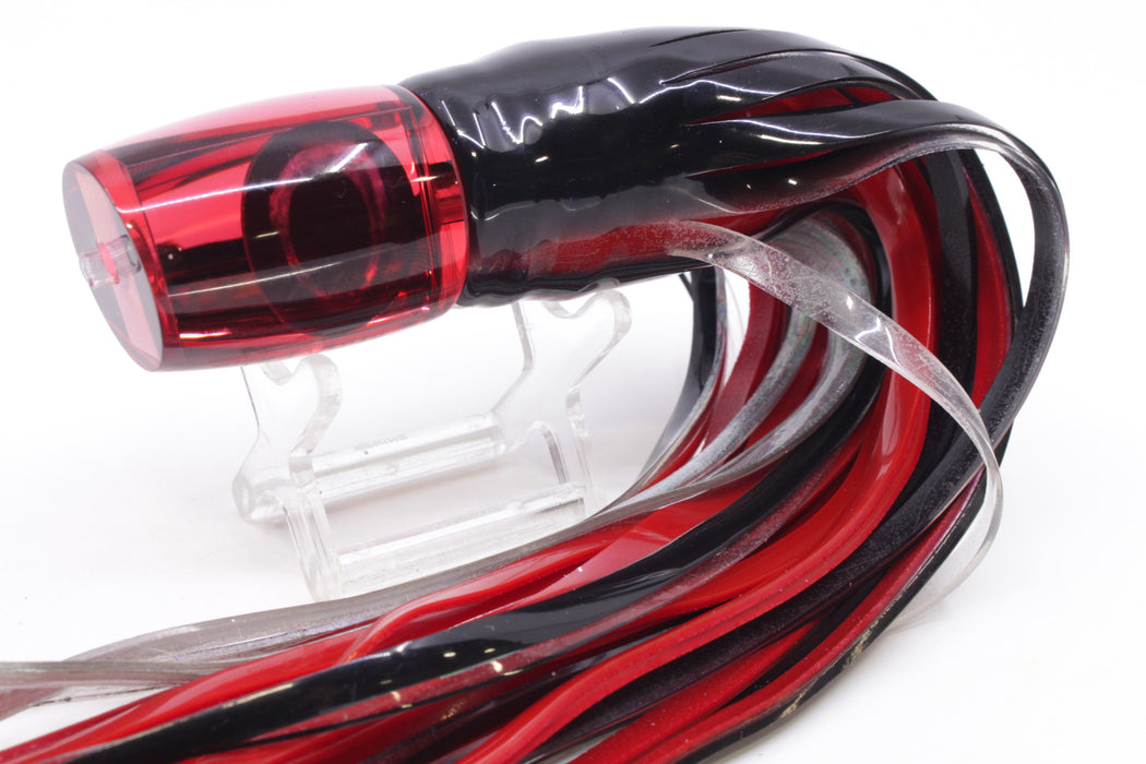 Moyes Lures Red Mirrored Taxi Eyes Kaiwi 10" 4.5oz Skirted Black Skipjack/Red