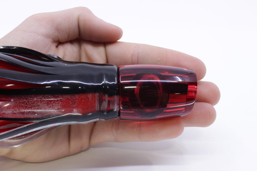 Moyes Lures Red Mirrored Taxi Eyes Kaiwi 10" 4.5oz Skirted Black Skipjack/Red