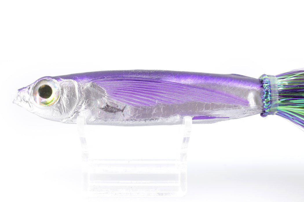 Aloha Lures Silver Rainbow Purple Back Slapstick 5" 5.5oz Strobez Mixed Purple-Green