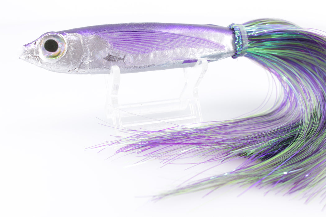 Aloha Lures Silver Rainbow Purple Back Slapstick 5" 5.5oz Strobez Mixed Purple-Green