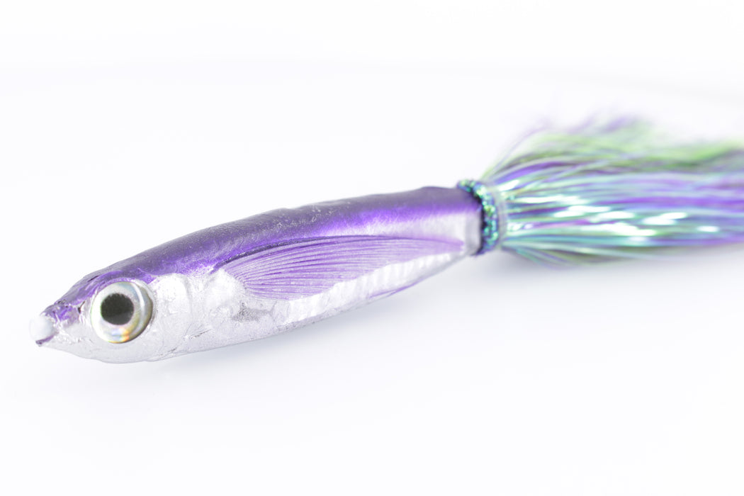 Aloha Lures Silver Rainbow Purple Back Slapstick 5" 5.5oz Strobez Mixed Purple-Green