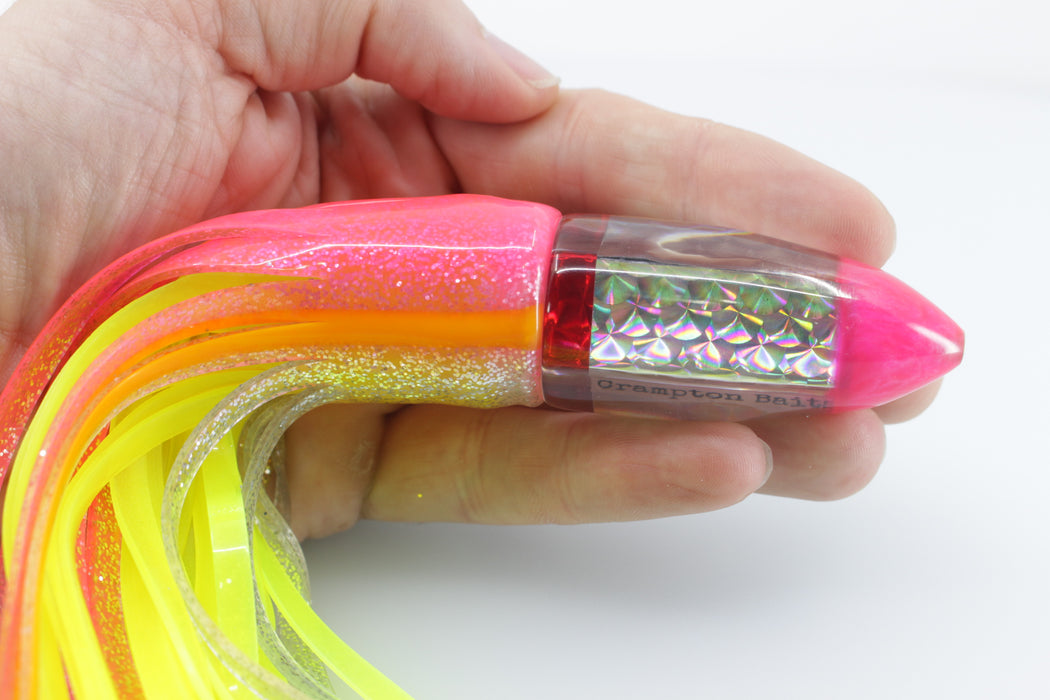 Crampton Baits Silver Rainbow Scale Pink Pearl Tip Bullet 9" 4.7oz Skirted