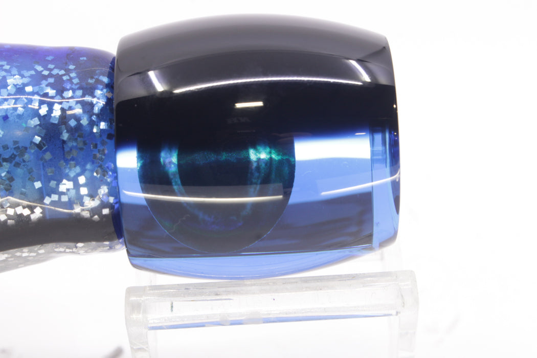 Moyes Lures Blue Mirrored Black Back Taxi Eyes Large Secret 12" 6.5oz Skirted