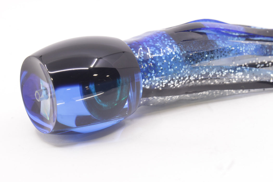 Moyes Lures Blue Mirrored Black Back Taxi Eyes Large Secret 12" 6.5oz Skirted