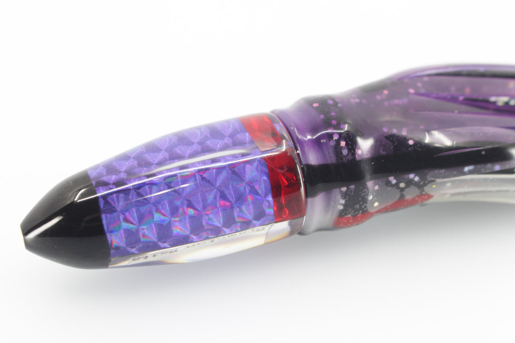 Crampton Baits Purple Rainbow Scale Black Pearl Tip Bullet 9" 4.7oz Skirted