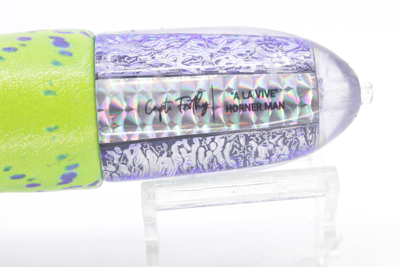 A La Vive Lures Green-Blue Oil Slick Horner Man 12" 7.5oz ALV Mahi Green