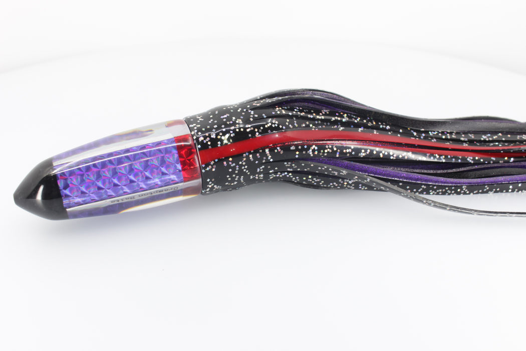 Crampton Baits Purple Rainbow Scale Black Pearl Tip XL Bullet 12" 9.8oz Skirted