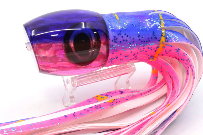 Moyes Lures Pink Awabi Blue Back Taxi Eyes Medium Blaster 12" 8oz Skirted Blue-Pink/White