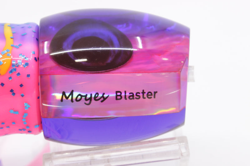 Moyes Lures Pink Awabi Blue Back Taxi Eyes Medium Blaster 12" 8oz Skirted Blue-Pink/White